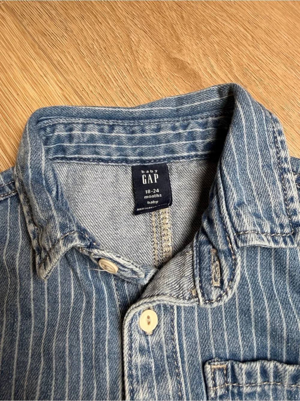 Baby Gap Denim Stripe Utility Coverall Jumpsuit 18-24M